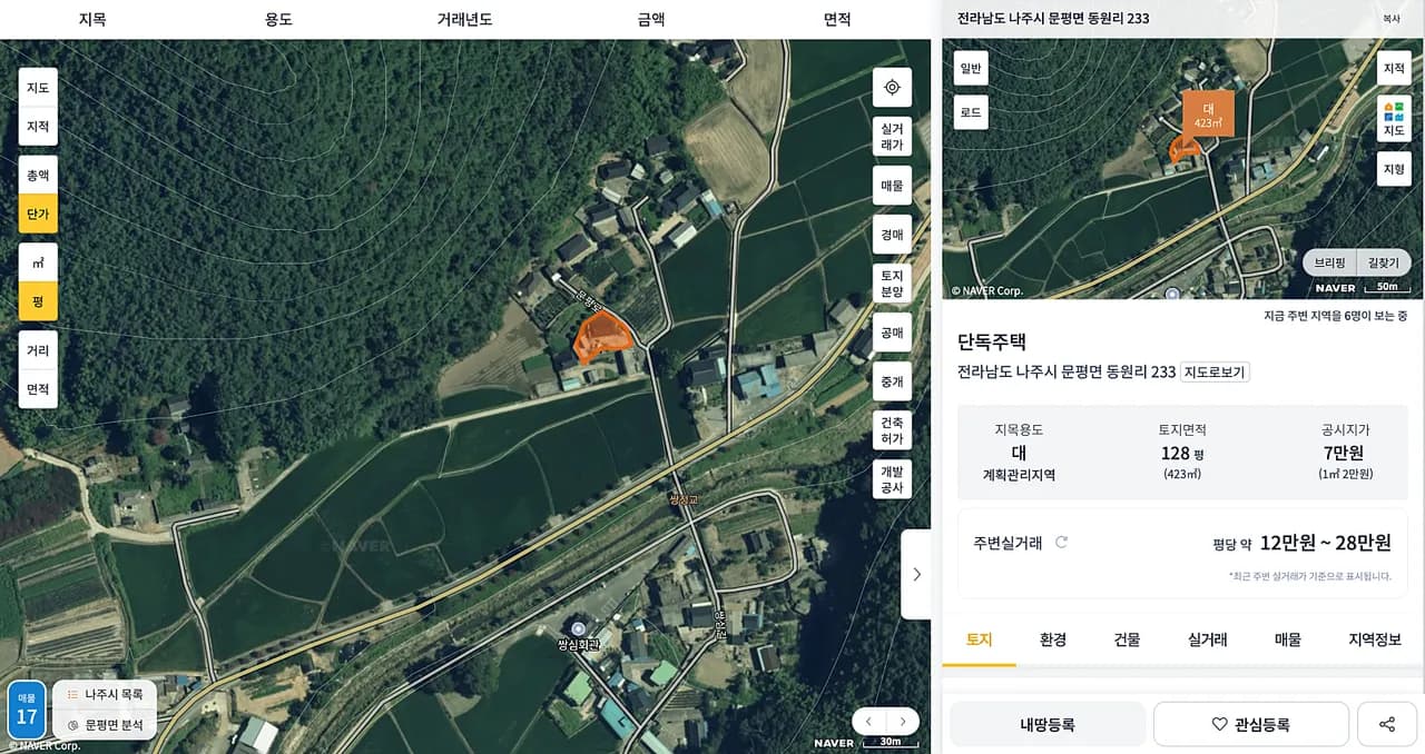 전남 나주 시골집 매매 - 넓은 마당과 평지 입지의 급매물